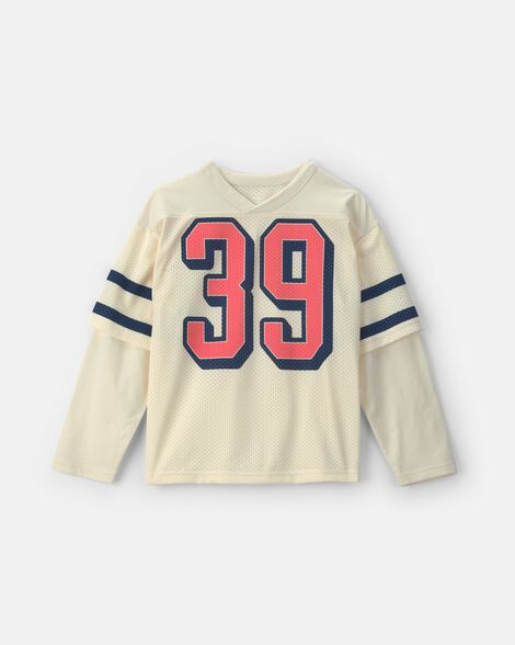 boys game day mesh long-sleeve jersey - cream
