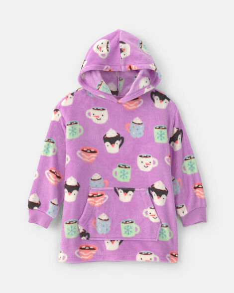 girls hot cocoa fleece loose fit pajama hoodie - purple
