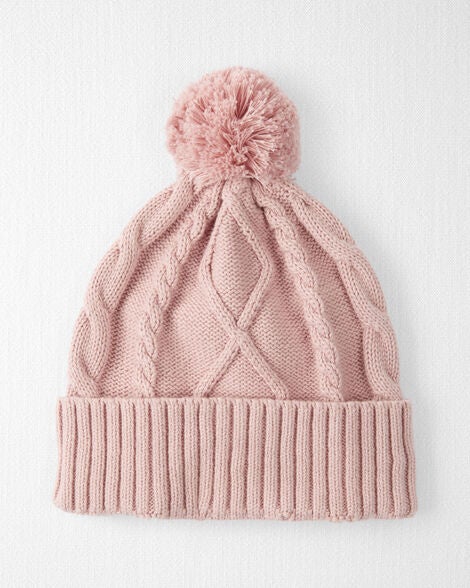  Product image 1 of Baby Organic Cotton Cable Knit Beanie in Perfect Pink