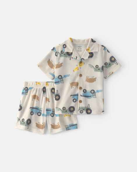 toddler boy 2-piece farm short-sleeve pajama set