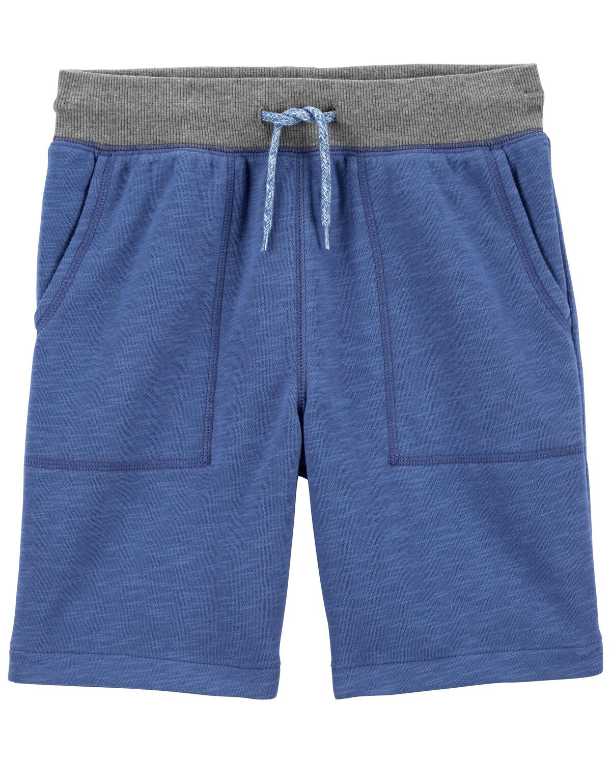 Blue Kid Ribbed Knit Drawstring Shorts