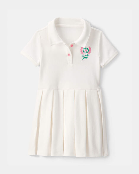 toddler girl pleated tennis dress - ivory