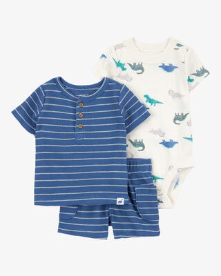 Product image 1 of Baby 3-Piece Dinosaur Outfit Set - Blue