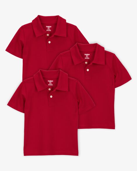  Product image 1 of Toddler 3-Pack Pique Uniform Polo Shirts - Red
