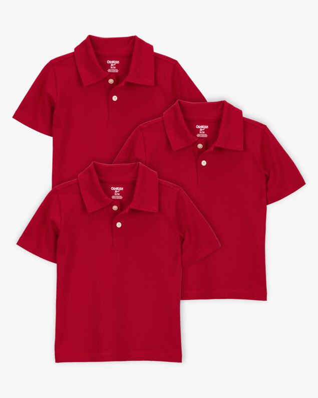 Product image 1 of Toddler 3-Pack Pique Uniform Polo Shirts - Red