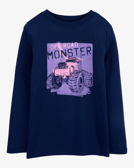  Product image 1 of Kid Monster Truck Long-Sleeve Graphic Tee - Navy