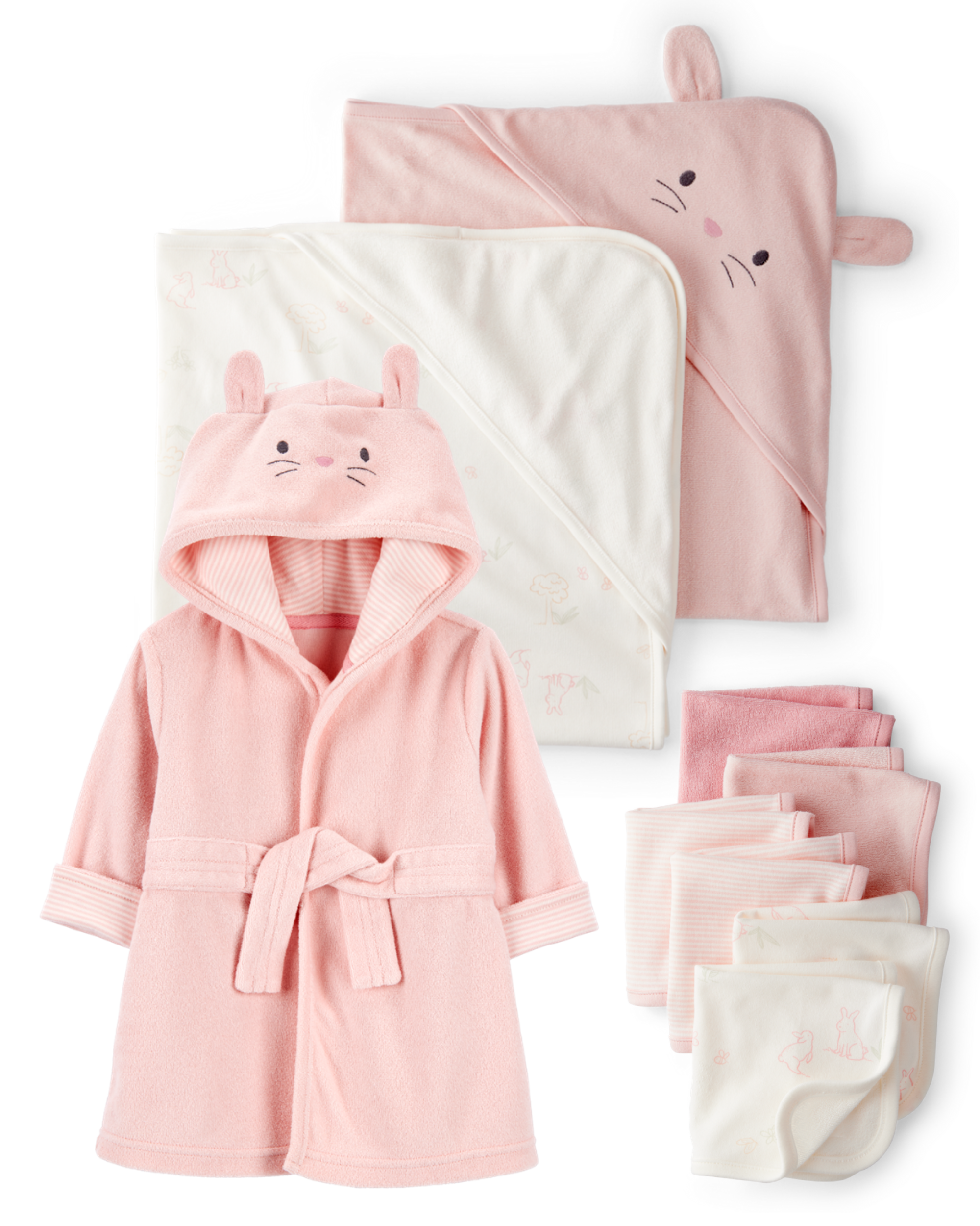 Baby 9-Piece Bunny Bath Time Gift Set - Pink