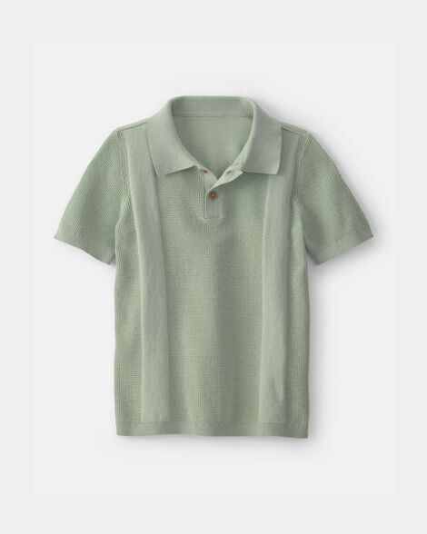 Boys Sweater-Knit Polo Shirt - Green