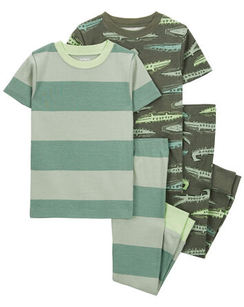 Baby 4-Piece Rugby Stripe 100% Snug Fit Cotton Pajamas