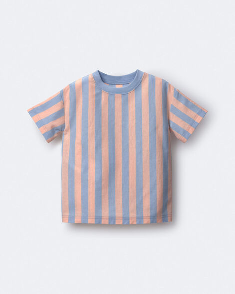 Toddler Boy Relaxed Tee in Stripes - Blue/Pink