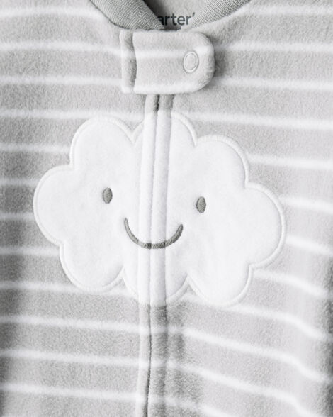 Baby Cloud Print Loose Fit Sleep & Play Pajamas - Grey