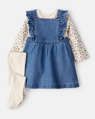 Product image 1 of Baby Girl 3-Piece Floral Sleeveless Dress Set - Blue