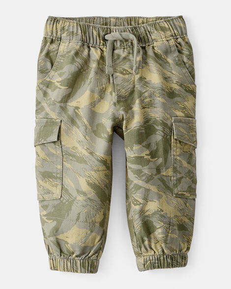 baby boy  cotton twill pull-on cargo joggers - camo