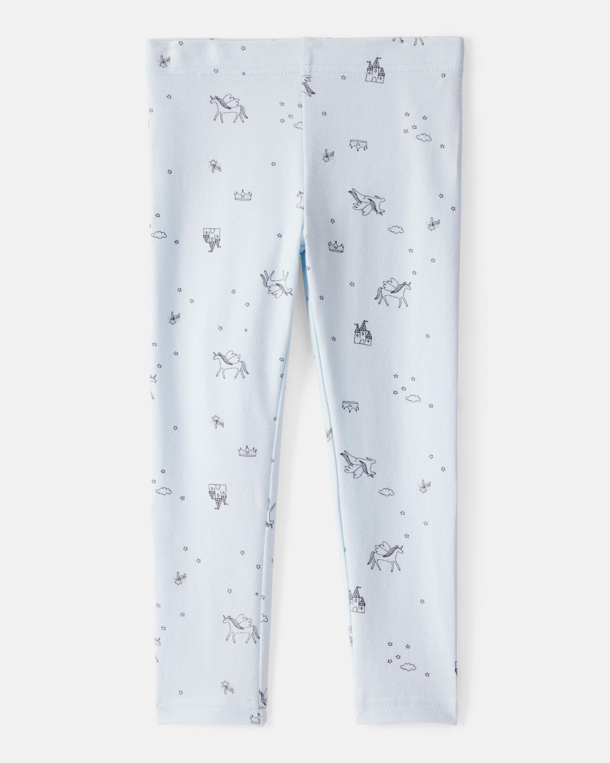 Toddler Girl Printed Cotton Pull-On Stretch Leggings - Blue