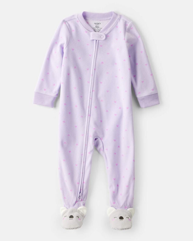 Baby Girl Peppermint Print DreamPlush Long-Sleeve Snug Fit 1-Piece Pajamas - Pink