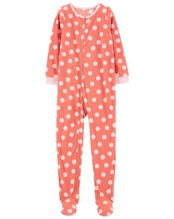 Kid 1-Piece Polka Dot Fleece Footie PJs, 