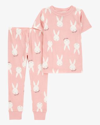 Product image 1 of Toddler Bunny Print Easter Snug Fit Cotton 2-Piece Pajamas - Pink