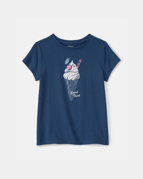 girls ice cream graphic tee - blue