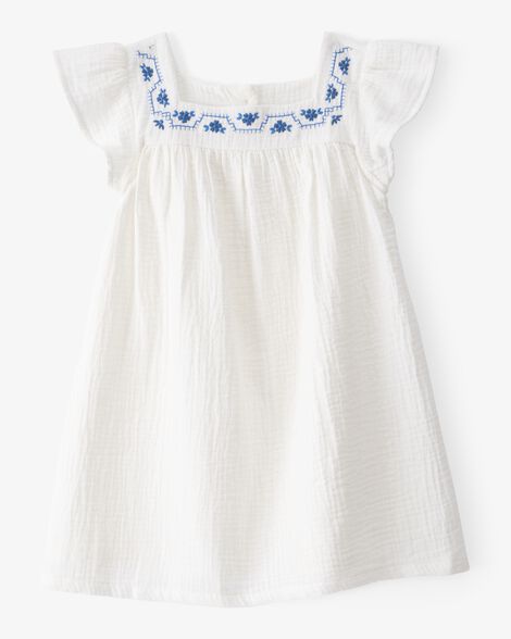  Product image 1 of Toddler Solid Flutter-Sleeve Dress - White