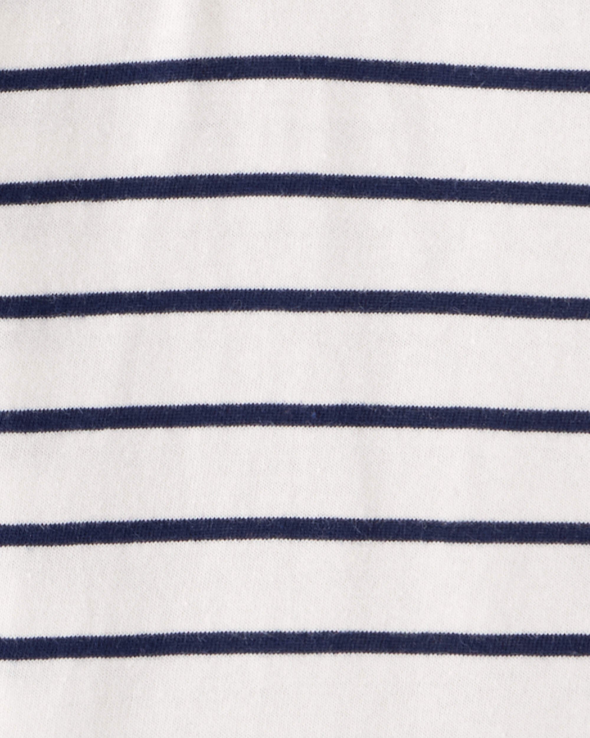Baby Boy 2-Piece Striped Hooded Long-Sleeve Bodysuit Pant Set - White/Navy