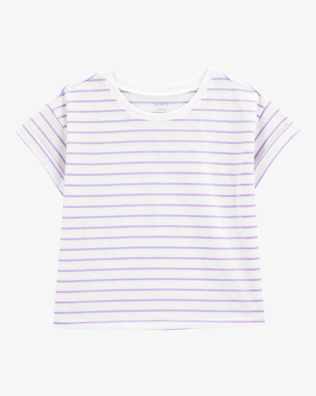 Product image 1 of Kid Striped Short-Sleeve Fashion Top - Purple