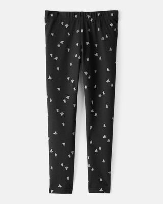 Product image 2 of Kid Cotton Halloween Ghost Stretch Leggings - Black