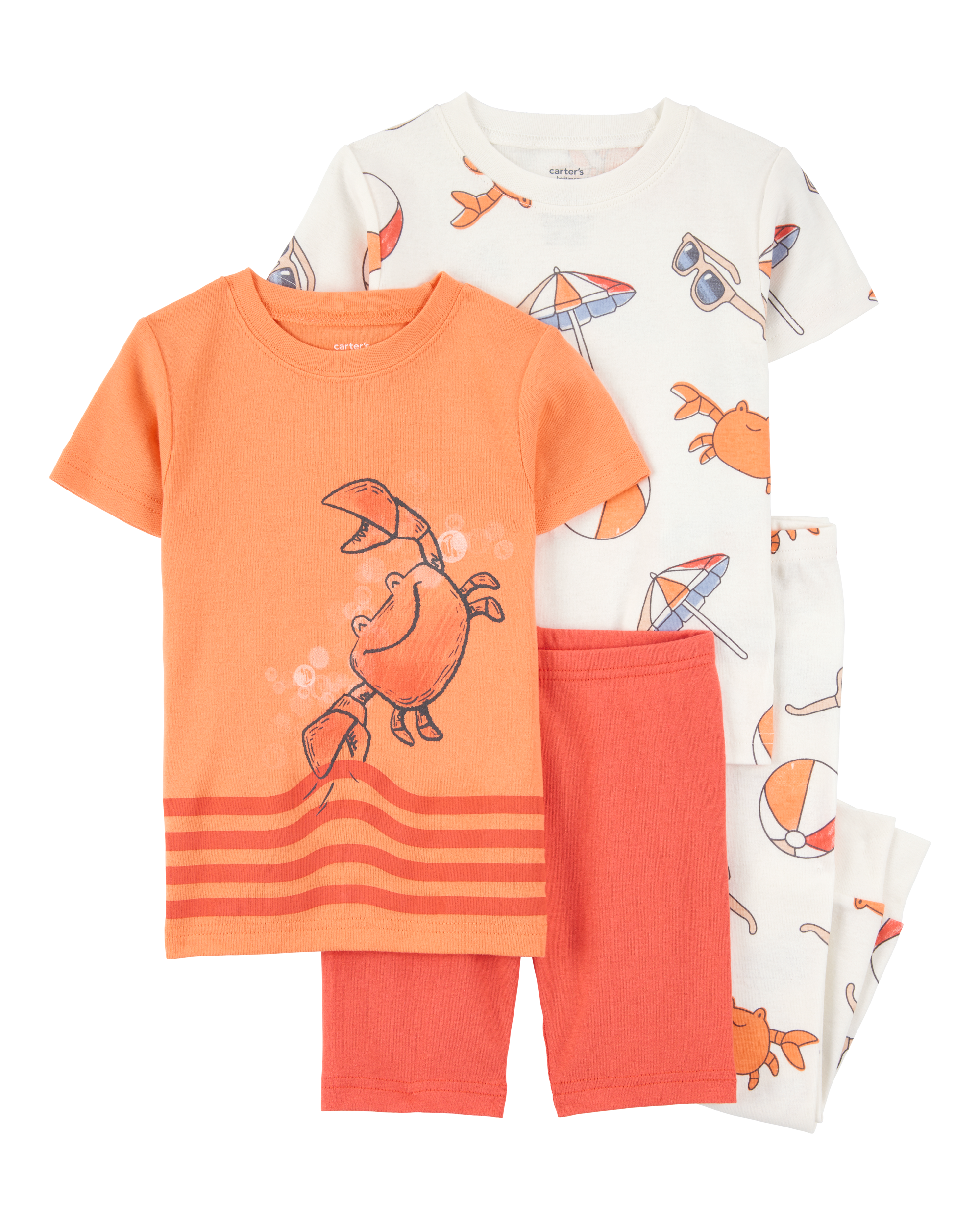 Baby 4-Piece Beach Crab 100% Snug Fit Cotton Pajamas - Orange