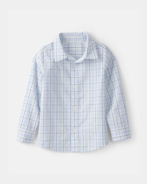 boys plaid button-down shirt - blue