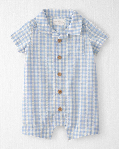 Baby Boy Seersucker Romper Made with Organic Cotton