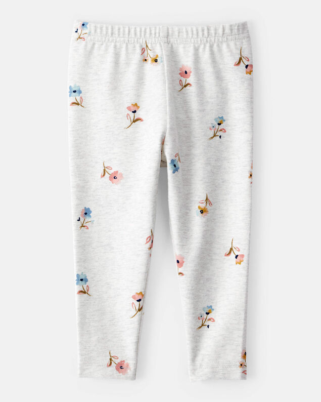 Product image 2 of Baby Girl Cotton Floral Stretch Leggings - Grey