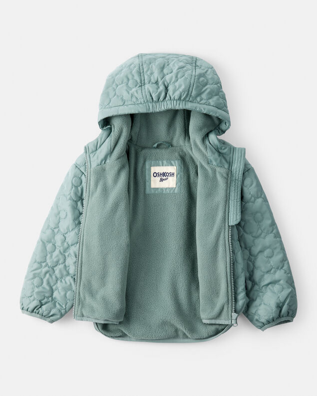 Product image 2 of Toddler Girl Floral Quilted Long-Sleeve Midweight Jacket - Green