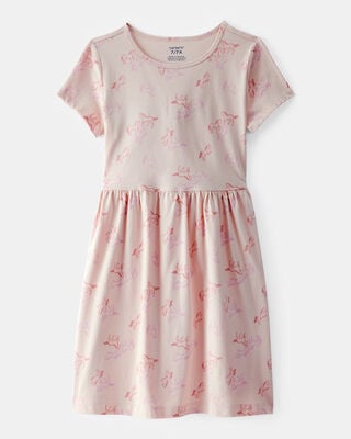 Product image 1 of Girls Horse Print Short-Sleeve Dress - Tan