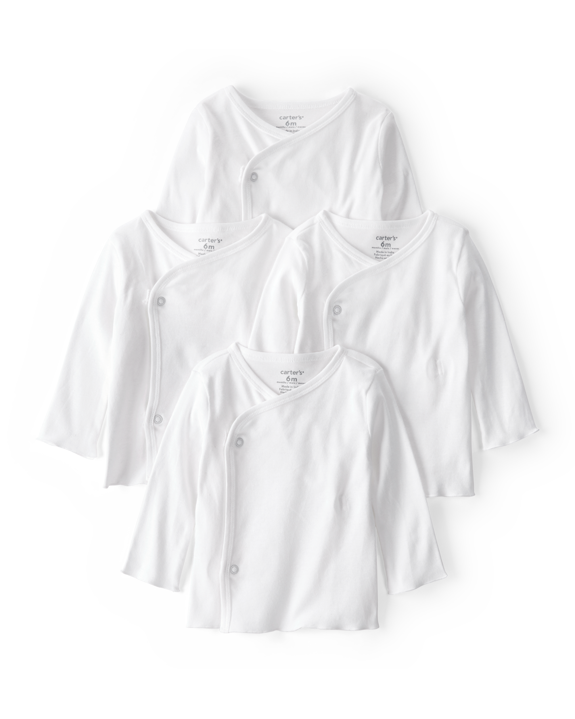 Baby 4-Pack Side-Snap Tees - White