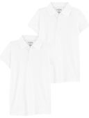 White - Kid 2-Pack White Polo Uniform Shirt Set, Selected