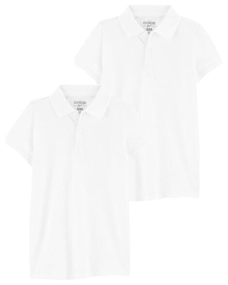 Product image 1 of Kid 2-Pack White Polo Uniform Shirt Set