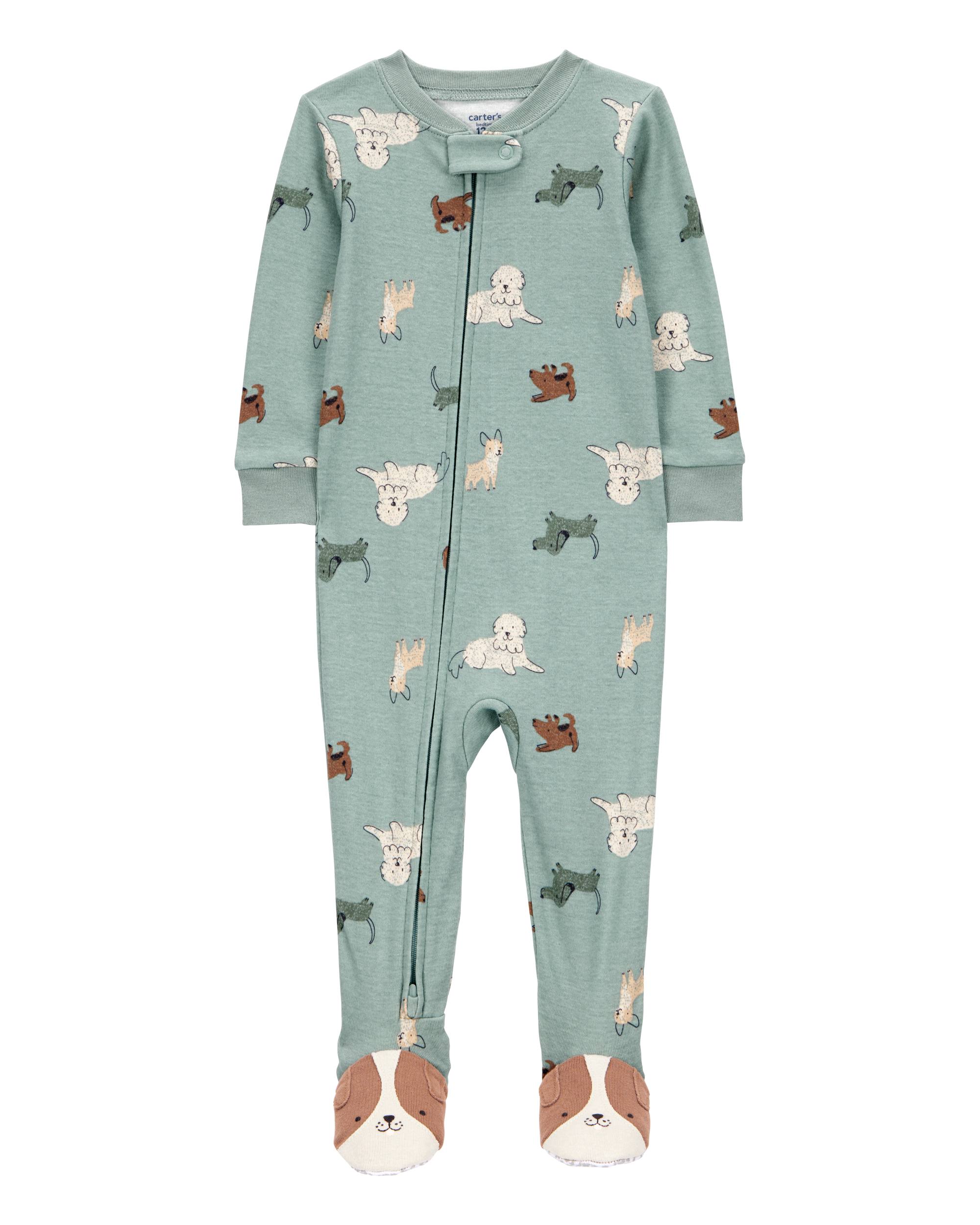 Baby Boy 1-Piece Dog Print 100% Snug Fit Cotton Footie Pajamas - Blue