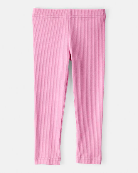 Product image 2 of Toddler Girl Cotton Rib Pull-On Stretch Leggings - Purple