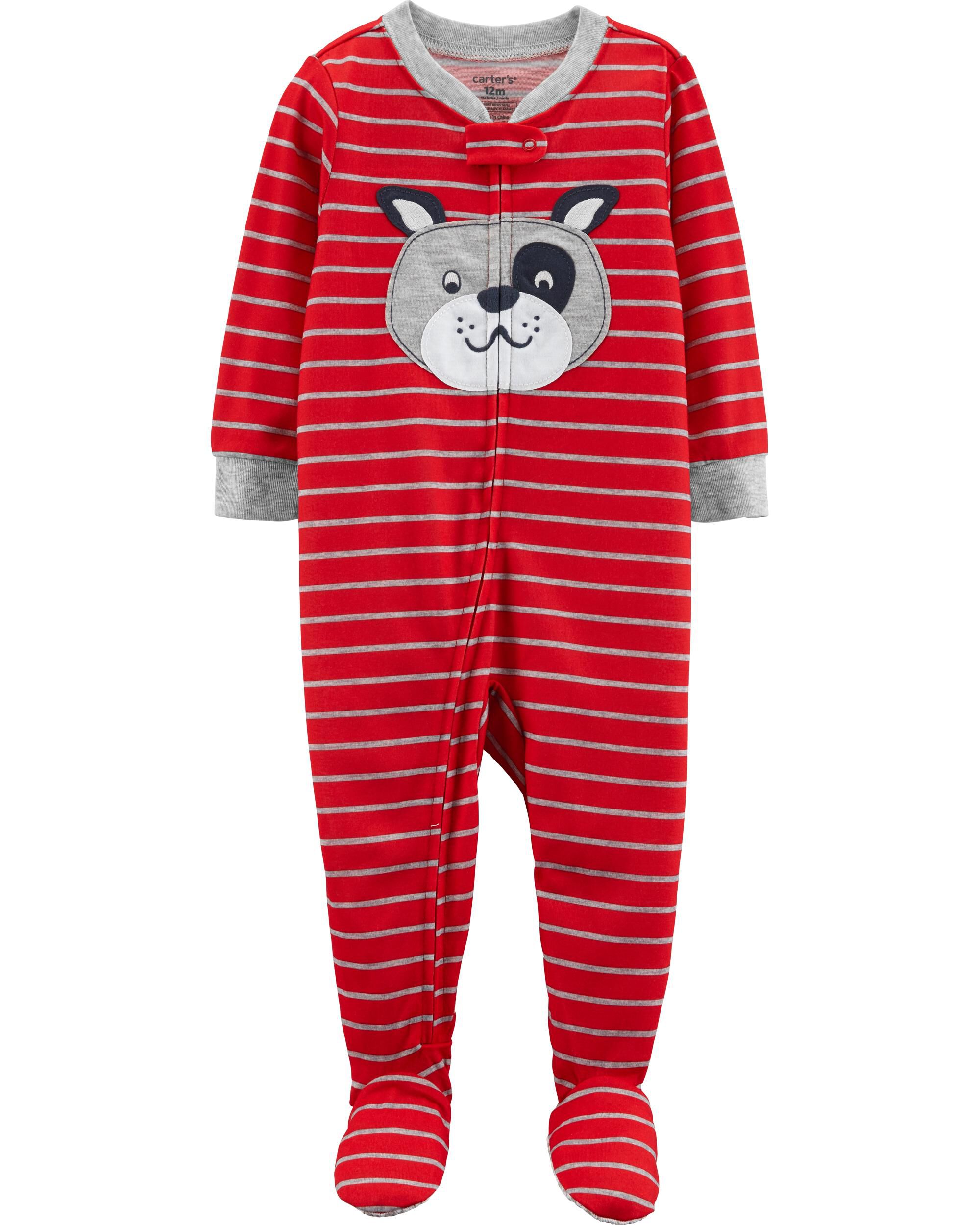New Carter's 1-Piece Husky Dog Puppy Fleece Pajama PJs Footie Sleeper Boy 2T,3T 