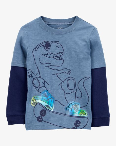 Product image 3 of Toddler Dinosaur Foil Long-Sleeve Tee - Blue