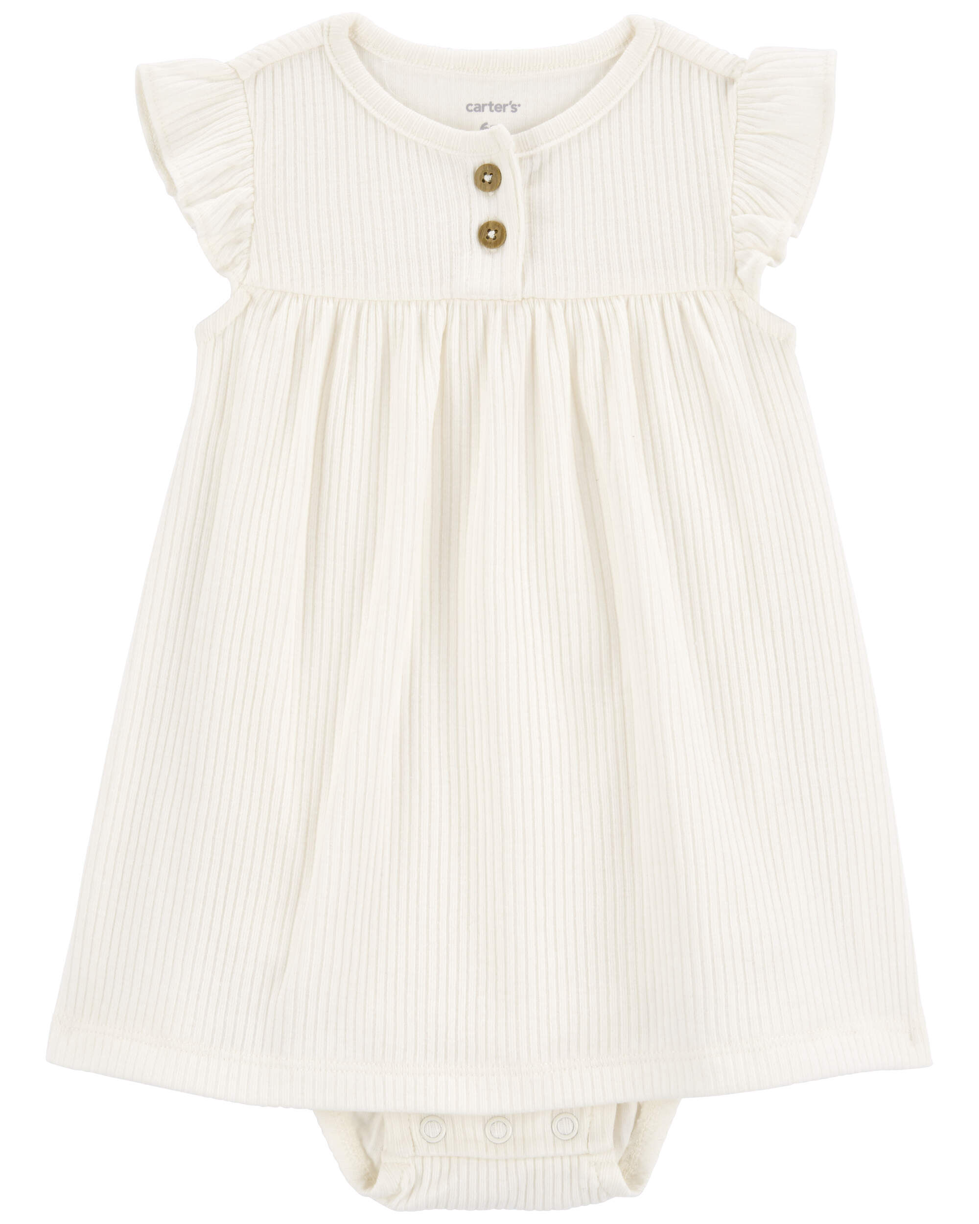 Baby Girl 2-Piece Bodysuit Dress & Cardigan Set - Grey/White