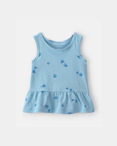 baby girl blueberry peplum tank top - blue