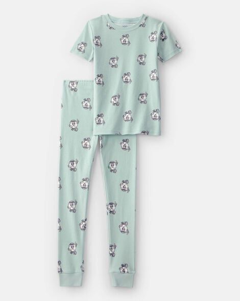 boys soccer 100% cotton short-sleeve snug fit 2-piece pajama set - green