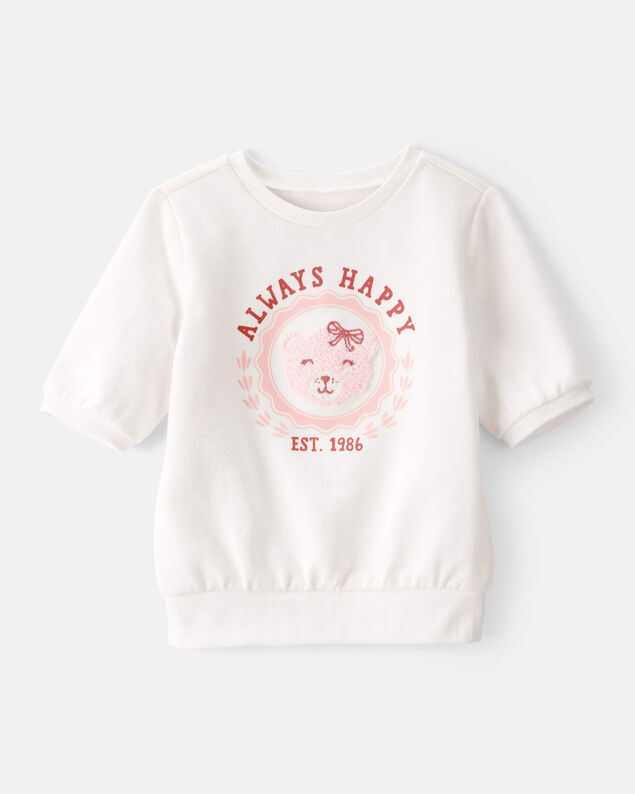 Product image 1 of Toddler Girl Bear Short-Sleeve Fashion Top - White