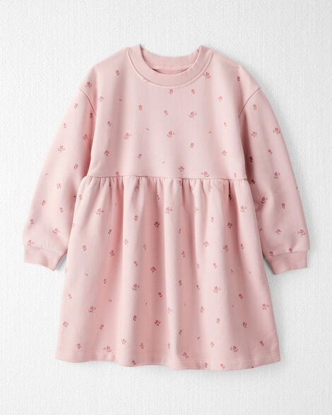 Toddler Girl French Terry Dress Made with Organic Cotton in Blush Petals Print