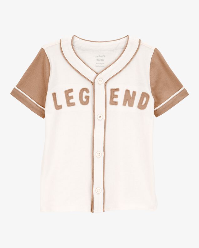 Product image 1 of Toddler Legend Baseball Button-Down Vintage Tee - Ivory