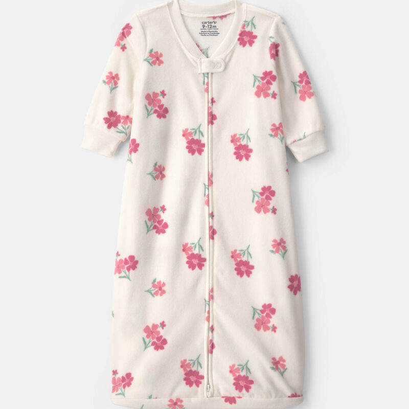 Baby Girl Floral Fleece Sleep Bag - Cream