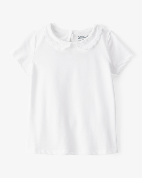 Toddler Scalloped Collar Short-Sleeve Top - White
