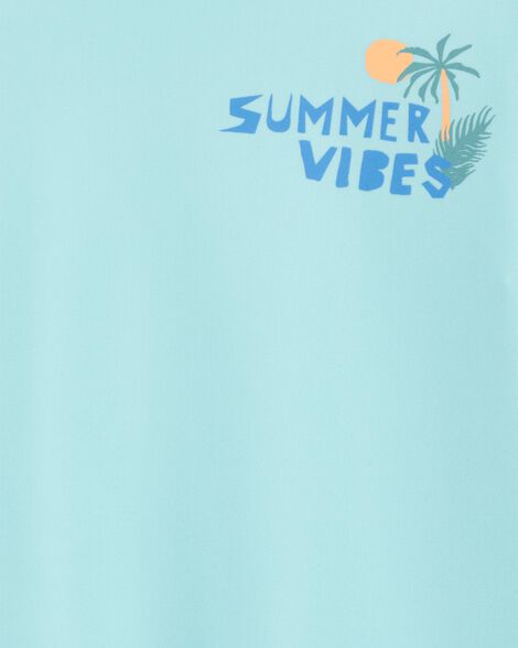 Product image 3 of Toddler 2-Piece Tropical Print Long-Sleeve Rashguard & Swim Trunks Set - Blue

