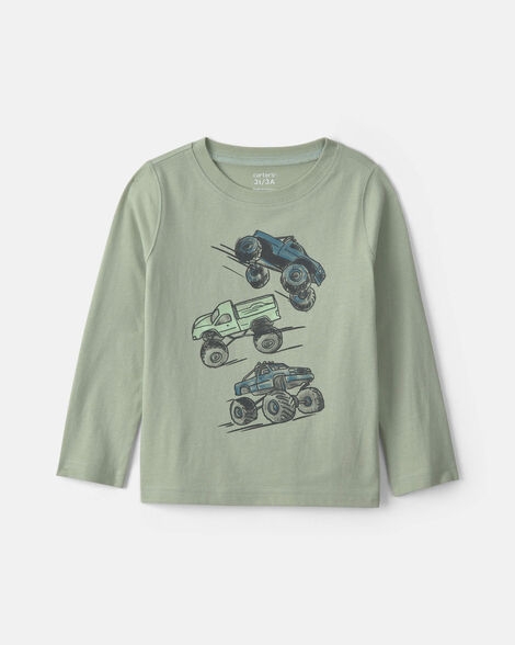 toddler boy monster truck long-sleeve graphic tee - green