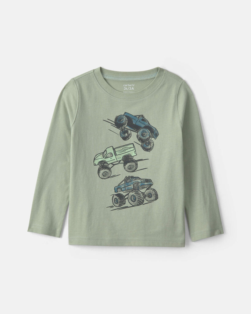 Carter's toddler boy monster truck long-sleeve graphic tee 2T Green